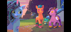 Size: 2400x1080 | Tagged: safe, derpibooru import, screencap, hitch trailblazer, pipp petals, sparky sparkeroni, dragon, earth pony, pegasus, pony, unicorn, g5, my little pony: make your mark, absurd file size, absurd gif size, animated, bowing, female, gif, image, loop, makeup, male, mare, misty brightdawn, my little pony: make your mark chapter 4, stallion, strutting, the manesquerade ball