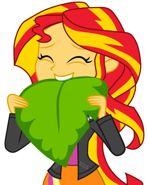 Size: 1024x1280 | Tagged: safe, artist:ahsokafan100, derpibooru import, sunset shimmer, human, epic fails (equestria girls), eqg summertime shorts, equestria girls, clothes, cute, equestria girls 10th anniversary, humans doing horse things, image, jacket, leaf, leather, leather jacket, png, shimmerbetes, shirt, simple background, skirt, solo, sunset wants her old digestive system back, transparent background, vector