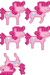 Size: 640x960 | Tagged: safe, artist:awesomebrony, derpibooru import, pinkie pie, earth pony, pony, dead, female, flipped, hooves, image, jumping, mare, pixel art, pixelated, png, simple background, smiling, solo, sprite, sprite sheet, standing, transparent background