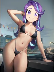 Size: 1296x1728 | Tagged: suggestive, derpibooru import, machine learning generated, starlight glimmer, equestria girls, adorasexy, ai content, bikini, breasts, clothes, cute, female, glimmerbetes, image, png, reasonably sized breasts, sexy, solo, stupid sexy starlight glimmer, swimsuit