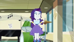 Size: 3072x1727 | Tagged: safe, derpibooru import, screencap, rarity, human, dance magic, equestria girls, spoiler:eqg specials, angry, boots, bracelet, canterlot high, clothes, eyes closed, female, hairpin, high heel boots, image, jewelry, jpeg, shoes, solo
