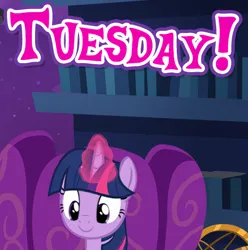 Size: 467x471 | Tagged: safe, derpibooru import, twilight sparkle, pony, cropped, english, female, gameloft, glow, glowing horn, happy, horn, image, mare, meme, png, solo, tuesday, wow! glimmer