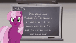 Size: 800x450 | Tagged: artist needed, safe, derpibooru import, cheerilee, earth pony, pony, /mlp/ tf2 general, animated, chalk, chalkboard, eraser, gif, image, solo, team fortress 2, text
