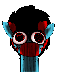 Size: 934x1162 | Tagged: safe, artist:yamston, derpibooru import, oc, oc:lance greenfield, unofficial characters only, zebra, fanfic:living the dream, angry, animated, bloodshot eyes, fanfic art, gif, image, rage, red and black mane, red eyes, shaking, solo, two toned hair, zebra oc