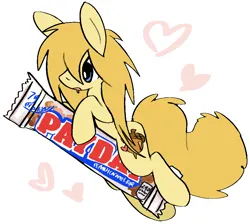 Size: 1078x964 | Tagged: safe, artist:muffinz, derpibooru import, oc, oc:fluffer nutter, pony, chocolate bar, heart, image, payday, png, solo