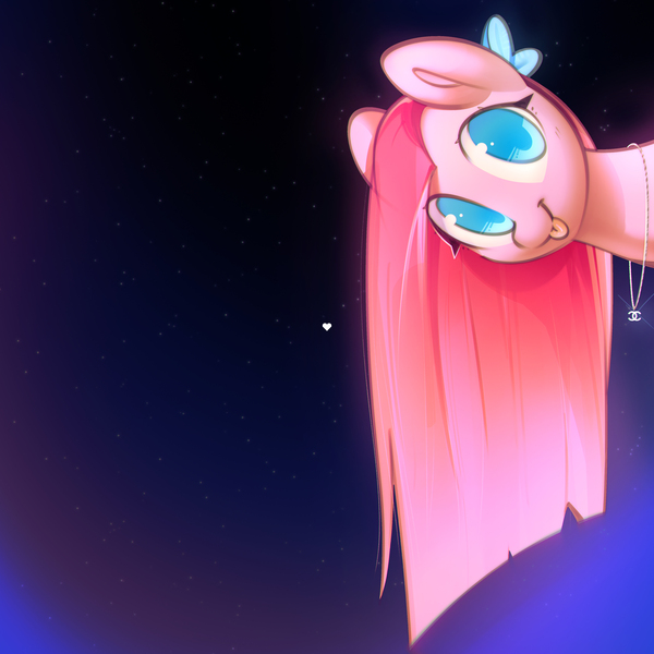 Size: 4000x4000 | Tagged: safe, artist:mirroredsea, derpibooru import, pinkie pie, earth pony, pony, :p, absurd resolution, bust, chanel, colored pupils, cute, cuteamena, female, flower, flower in hair, heart, high res, image, jewelry, jpeg, mare, pendant, pinkamena diane pie, portrait, smiling, solo, stars, tongue out