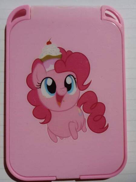 Size: 765x1020 | Tagged: artist needed, safe, derpibooru import, pinkie pie, earth pony, pony, :d, cherry, chibi, chubby, cream, cupcake, food, happy, image, jpeg, mirror, on head, open mouth, open smile, smiling, solo