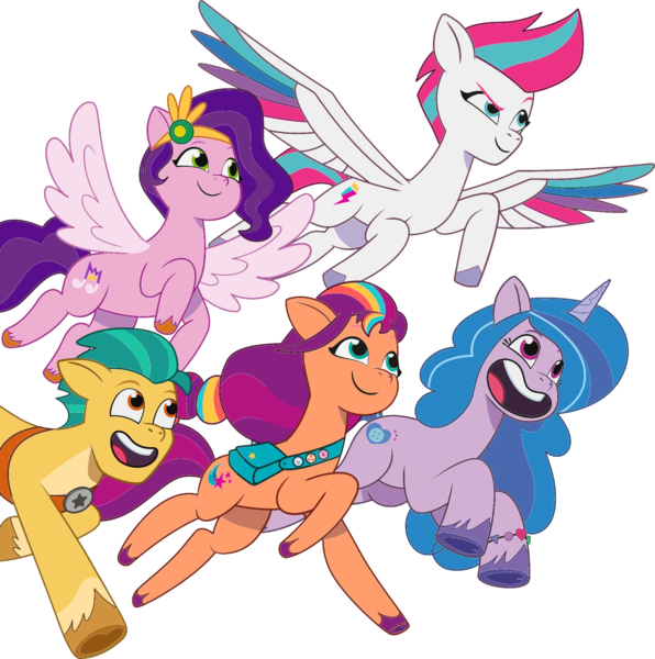 Size: 1432x1441 | Tagged: safe, derpibooru import, official, hitch trailblazer, izzy moonbow, pipp petals, sunny starscout, zipp storm, earth pony, pegasus, pony, unicorn, g5, my little pony: tell your tale, 2024 franchise overview, female, image, male, mane five (g5), mare, png, simple background, stallion, transparent background