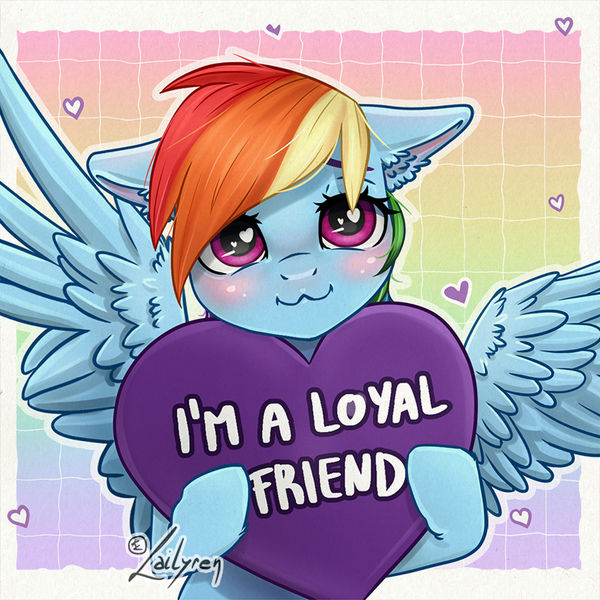 Size: 800x800 | Tagged: safe, artist:lailyren, derpibooru import, rainbow dash, pony, heart, heart pillow, image, jpeg, pillow, solo