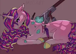 Size: 2048x1460 | Tagged: semi-grimdark, artist:brot-art, derpibooru import, princess cadance, alicorn, pony, amputee, cloven hooves, crystal heart, curly mane, image, impalement, knife, lying down, missing cutie mark, murder, png, prone, regicide, stabbed, wingless