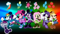 Size: 1191x671 | Tagged: safe, artist:fanvideogames, derpibooru import, applejack, fluttershy, pinkie pie, rainbow dash, rarity, twilight sparkle, disney, image, jpeg, minnie mouse