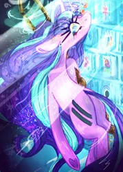 Size: 2500x3500 | Tagged: safe, artist:namiiarts, derpibooru import, starlight glimmer, pony, unicorn, crying, equal cutie mark, image, jpeg, looking at you, looking back, looking back at you, rear view, s5 starlight, solo