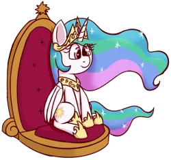 Size: 684x644 | Tagged: safe, artist:xppp1n, derpibooru import, princess celestia, alicorn, pony, female, image, mare, png, simple background, sitting, solo, throne, transparent background
