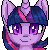 Size: 50x50 | Tagged: safe, artist:doekitty, derpibooru import, part of a set, twilight sparkle, pony, animated, bust, gif, glow, glowing horn, horn, icon, image, pixel art, simple background, solo, transparent background