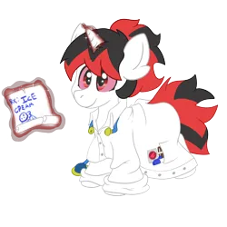 Size: 4096x4096 | Tagged: safe, artist:deusexkittycoon, derpibooru import, oc, oc:zaknel, pony, unicorn, candy, clothes, coat, colt, cute, foal, food, horn, image, lollipop, male, paper, png, sharpie, simple background, stethoscope, transparent background, unicorn magic, unicorn oc, wallet