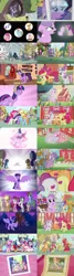 Size: 782x2919 | Tagged: safe, artist:lunaticdawn, derpibooru import, apple bloom, applejack, big macintosh, cheerilee, diamond tiara, fluttershy, granny smith, pinkie pie, pipsqueak, princess cadance, rainbow dash, rarity, scootaloo, shining armor, silver spoon, snails, snips, spike, spoiled rich, sweetie belle, twilight sparkle, twilight sparkle (alicorn), twist, alicorn, crusaders of the lost mark, magical mystery cure, season 3, season 5, twilight's kingdom, a true true friend, clothes, comparison, coronation dress, crying, cutie mark, cutie mark crusaders, dress, i've got to find a way, image, mane seven, mane six, png, ponyville, ponyville schoolhouse, side by side, tears of joy, the cmc's cutie marks, the pony i want to be, what my cutie mark is telling me