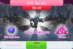 Size: 1266x861 | Tagged: safe, derpibooru import, idw, official, unnamed character, bundle, costs real money, english, gameloft, gem, idw showified, image, jpeg, magic coins, mobile game, my little pony: magic princess, nightmare creature, nightmare forces, numbers, sale, solo, solo focus, text, unnamed nightmare forces