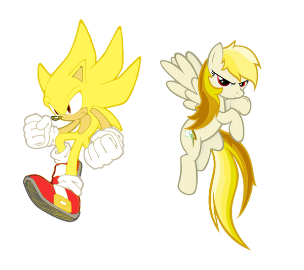 Size: 600x534 | Tagged: safe, artist:snicket324, derpibooru import, rainbow dash, crossover, dragon ball, female, image, male, png, sonic the hedgehog, sonic the hedgehog (series), super saiyan, super sonic