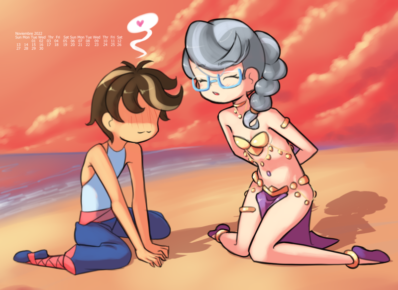 Size: 1920x1400 | Tagged: suggestive, artist:drantyno, banned from derpibooru, pipsqueak, silver spoon, human, beach, belly dancer, blushing, calendar, female, humanized, image, jewerly, lolicon, png, underage