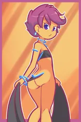Size: 533x800 | Tagged: suggestive, artist:drantyno, banned from derpibooru, scootaloo, equestria girls, belly dancer, butt, child, female, image, jewerly, jpeg, lolicon, looking back, partial nudity, scootabutt, underage