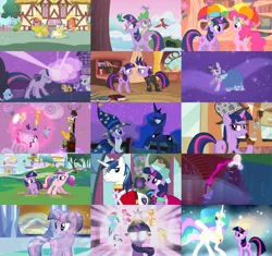 Size: 3000x2815 | Tagged: safe, derpibooru import, editor:incredibubbleirishguy, screencap, amethyst star, applejack, carrot top, cherry berry, discord, fluttershy, golden harvest, linky, pinkie pie, princess cadance, princess celestia, princess luna, rainbow dash, rarity, shining armor, shoeshine, spike, twilight sparkle, twinkleshine, alicorn, bird, crystal pony, draconequus, dragon, earth pony, pegasus, pony, unicorn, a canterlot wedding, boast busters, feeling pinkie keen, friendship is magic, it's about time, luna eclipsed, magical mystery cure, mmmystery on the friendship express, season 1, season 2, season 3, suited for success, the crystal empire, the return of harmony, winter wrap up, background pony, bridesmaid dress, bubble pipe, chariot, clothes, costume, crystallized, crystallized pony, discord's throne, dress, element of generosity, element of honesty, element of kindness, element of laughter, element of loyalty, element of magic, elements of harmony, female, filly, filly twilight sparkle, future twilight, gala dress, halloween, halloween costume, hat, image, magical mystery cure 10th anniversary, male, mane seven, mane six, memories, nightmare night costume, pipe, png, royal guard, sherlock hat, sherlock holmes, sherlock sparkle, stallion, star swirl the bearded costume, throne, umbrella hat, unicorn twilight, wall of tags, young cadance, younger