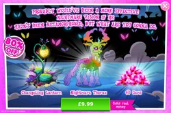 Size: 1961x1301 | Tagged: safe, derpibooru import, official, thorax, advertisement, bush, costs real money, english, gameloft, gem, horns, image, jpeg, lantern, male, mobile game, my little pony: magic princess, nightmare creature, nightmare forces, numbers, sale, solo, solo focus, text