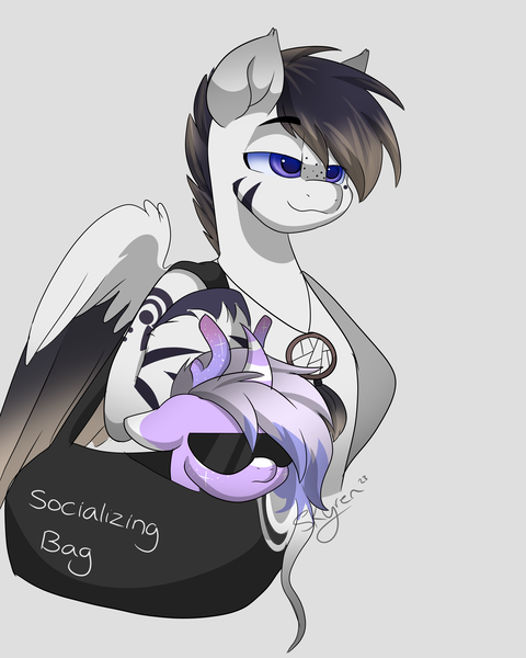 Size: 2000x2500 | Tagged: safe, artist:skyboundsiren, derpibooru import, oc, oc:siren andromeda, oc:sketch, alien, alien pony, pegasus, behaving like a cat, female, image, male, png, shitposting, simple shading, sunglasses, zebra hybrid