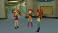 Size: 1920x1080 | Tagged: safe, artist:ponygamer2020, derpibooru import, sunset shimmer, human, pony, equestria girls, equestria girls (movie), equestria girls series, friendship games, 3d, 60s spider-man, boots, canterlot high, clothes, equestria girls 10th anniversary, female, grass skirt, high heel boots, human ponidox, image, jacket, leather, leather jacket, meme, multeity, png, pointing, reaction, self paradox, self ponidox, shimmerstorm, shocked, shocked expression, shoes, shorts, similarities, skirt, source filmmaker, spider-man points at spider-man, spider-man: across the spider-verse, trio, trio female, you