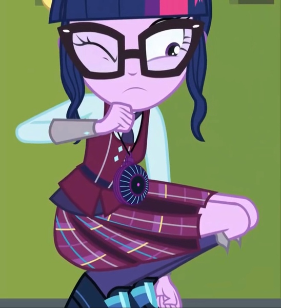 Size: 1108x1214 | Tagged: safe, derpibooru import, screencap, sci-twi, twilight sparkle, human, equestria girls, friendship games, canterlot high, clothes, cropped, crystal prep academy uniform, female, glasses, hallway, image, jpeg, kneeling, lockers, necktie, one eye closed, one eye open, school uniform, schoolgirl, solo