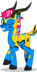 Size: 1280x2461 | Tagged: safe, artist:mlp-trailgrazer, derpibooru import, oc, oc:trail grazer, gazelle, alternate hair color, image, male, one eye closed, png, simple background, solo, transparent background, wink