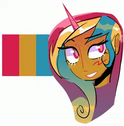 Size: 2922x2974 | Tagged: safe, artist:stevetwisp, derpibooru import, princess cadance, human, blushing, cute, cutedance, female, g4, grin, horn, horned humanization, humanized, image, jpeg, pansexual pride flag, pride, pride flag, pride month, simple background, smiling, solo, white background