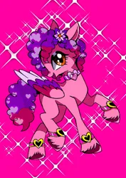 Size: 1240x1754 | Tagged: safe, artist:stacy_165cut, derpibooru import, pegasus, pony, g5, anklet, bracelet, choker, colored wings, flower, flower in hair, image, jewelry, jpeg, looking at you, ruby jubilee, solo, unshorn fetlocks, wings