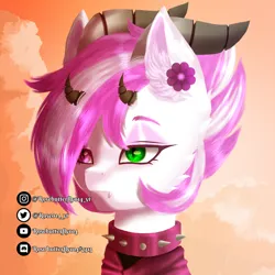 Size: 1000x1000 | Tagged: safe, derpibooru import, oc, alicorn, dracony, dragon, hybrid, pony, fallout equestria, pony town, alicorn oc, ashes town, dragon horns, eyeshadow, green eyes, horn, horns, image, light skin, makeup, my little pony, orig, original art, original character do not steal, pegasister, pink eyes, pink eyeshadow, pink hair, pink mane, png, wings