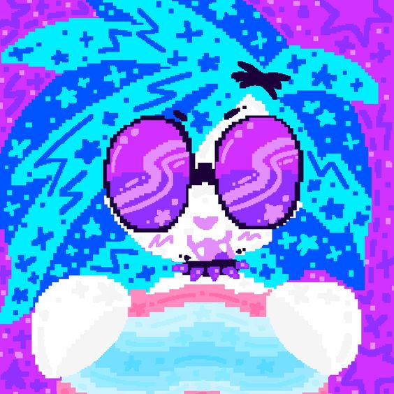 Size: 564x564 | Tagged: safe, alternate version, artist:goofysillyguyy, derpibooru import, vinyl scratch, pony, unicorn, choker, fangs, image, jpeg, missing horn, pride flag, solo, spiked choker, transgender, transmasculine pride flag, vinyl's glasses