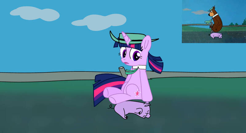 Size: 1217x657 | Tagged: safe, artist:fanvideogames, derpibooru import, twilight sparkle, female, hanna barbera, image, jpeg, male, yogi bear