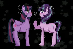 Size: 3843x2558 | Tagged: safe, artist:stanleyiffer, derpibooru import, starlight glimmer, twilight sparkle, twilight sparkle (alicorn), alicorn, pony, unicorn, blushing, duo, heart, image, jpeg, looking at each other, looking at someone, s5 starlight