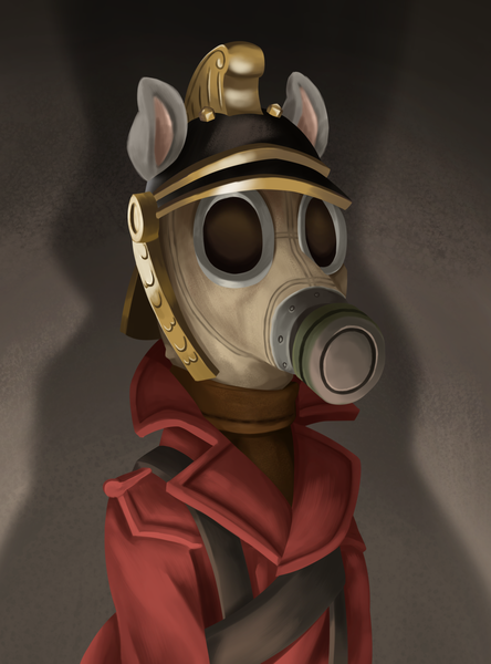 Size: 1834x2480 | Tagged: safe, alternate version, artist:redahfuhrerking, derpibooru import, oc, anthro, clothes, gas mask, image, male, mask, png, solo