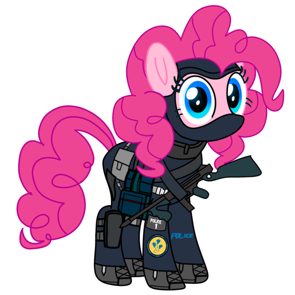 Size: 2800x2800 | Tagged: safe, artist:fanvideogames, derpibooru import, pinkie pie, pony, female, image, looking at you, png, police, solo