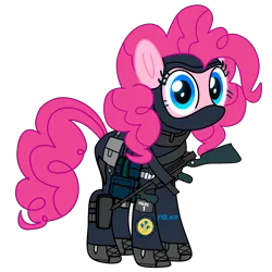 Size: 2800x2800 | Tagged: safe, artist:fanvideogames, derpibooru import, pinkie pie, pony, female, image, looking at you, png, police, solo