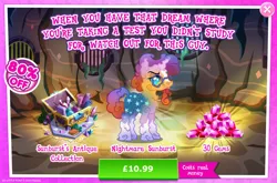 Size: 1960x1296 | Tagged: safe, derpibooru import, official, sunburst, advertisement, book, bush, costs real money, english, gameloft, gem, glasses, horn, image, jpeg, male, mobile game, my little pony: magic princess, nightmare creature, nightmare forces, numbers, sale, solo, solo focus, text, treasure chest