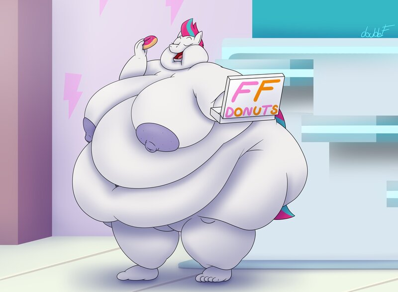 Size: 4096x3004 | Tagged: questionable, artist:doublef-returns, derpibooru import, zipp storm, anthro, pegasus, plantigrade anthro, g5, areola, bbw, belly, big belly, big breasts, breasts, busty zipp storm, donut, double belly, eating, eyes closed, fat, food, huge belly, huge breasts, image, impossibly large belly, impossibly large breasts, jpeg, large butt, montgomery glands, morbidly obese, nipples, nudity, obese, rolls of fat, sagging breasts, ssbbw, wide hips, zipp slob