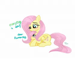 Size: 2048x1620 | Tagged: safe, artist:petaltwinkle, derpibooru import, fluttershy, pegasus, pony, cute, daaaaaaaaaaaw, dialogue, duo, female, filly, filly fluttershy, foal, image, jpeg, lying down, mare, prone, self paradox, self ponidox, shyabetes, simple background, time paradox, white background, younger