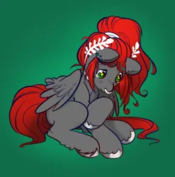 Size: 2318x2345 | Tagged: safe, artist:opalacorn, derpibooru import, oc, oc:void, unofficial characters only, pegasus, pony, female, gradient background, image, jpeg, laurel, looking down, mare, nose piercing, nose ring, piercing, sad, sitting, solo, teary eyes