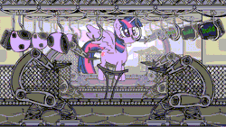 Size: 1280x720 | Tagged: safe, artist:snecy, derpibooru import, twilight sparkle, twilight sparkle (alicorn), alicorn, pony, robot, robot pony, absurd file size, absurd gif size, animated, assembly line, cropped, female, gif, image, loop, mare, perfect loop