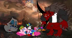 Size: 1230x649 | Tagged: safe, artist:fanvideogames, derpibooru import, pinkie pie, angry birds, blood, crying, dead, disney, female, garfield, image, jpeg, male, minnie mouse