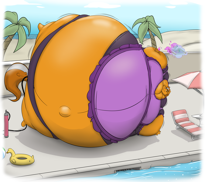 Size: 4500x4000 | Tagged: suggestive, artist:daikanu, derpibooru import, oc, oc:slam tilt, unofficial characters only, anthro, pegasus, pony, air inflation, air tank, anal insertion, anthro oc, ass, beach, belly, belly button, big belly, big breasts, bingo wings, breasts, butt, chubby cheeks, clothes, crossdressing, fat, floaty, high res, hose, huge belly, huge breasts, image, impossibly large belly, impossibly large everything, impossibly wide hips, inflation, insertion, large belly, levitation, magic, maid, male, morbidly obese, obese, outie belly button, panties, png, pool toy, round, solo, solo male, sphere, spherical inflation, stallion, swimming pool, telekinesis, thighs, thunder thighs, underwear, wide hips