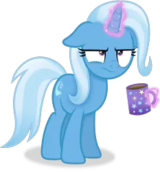 Size: 2865x3079 | Tagged: safe, artist:anime-equestria, derpibooru import, trixie, pony, annoyed, coffee, female, floppy ears, horn, image, levitation, magic, mare, mug, png, simple background, solo, telekinesis, transparent background, vector