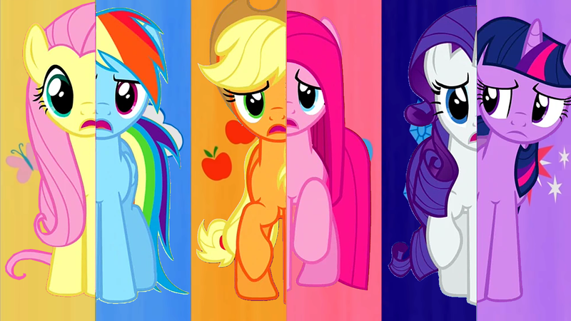 Size: 1332x750 | Tagged: safe, derpibooru import, edit, edited screencap, editor:incredibubbleirishguy, screencap, applejack, fluttershy, pinkie pie, rainbow dash, rarity, twilight sparkle, magical mystery cure, alternate scenario, cutie mark background, image, magical mystery cure 10th anniversary, mane six, pinkamena diane pie, png, what my cutie mark is telling me