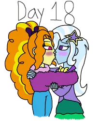 Size: 3000x3659 | Tagged: safe, artist:horroraceman93, derpibooru import, adagio dazzle, trixie, equestria girls, alternate clothes, female, image, kiss on the lips, kissing, lesbian, png, shipping, triagio