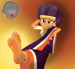 Size: 2765x2544 | Tagged: suggestive, artist:lilihoof, derpibooru import, saffron masala, anthro, human, equestria girls, anklet, bindi, clothes, dress, feet, fetish, foot fetish, foot focus, image, india, indian, jewelry, looking at you, png, ring, sari, soles, solo, toe ring